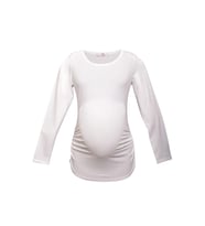 LuvmaBelly 2301-2309 Pamuklu Uzun Kollu Hamile T-Shirt (Beyaz)