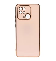 Xiaomi Redmi 10C Kılıf Kamera Korumalı Altın Kenar Tasarım Silikon (Rose)