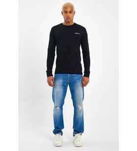 Bisiklet Yaka Uzun Kollu Dar Kalıp İnce  Erkek Sweatshirt SPR2019K18 (Siyah)