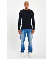 Bisiklet Yaka Uzun Kollu Dar Kalıp İnce  Erkek Sweatshirt SPR2019K18 (Siyah)