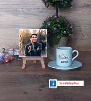 Eczacı Fotoğraflı Dekoratif Taş, Ahşap Altlıklı Türk Kahvesi Fincanı HediyeEczacıya Hediye Eczacılar Günü Hediyesi (Model 2)