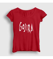 Presmono Kadın Sarı Logo Gojira T-Shirt 53028tt (Kırmızı)
