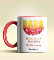 Kişiye Özel Baba Tasarımlı Siyah Kupa Bardak (Kırmızı)