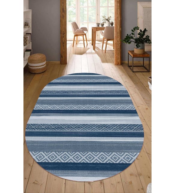 Dijital Baskılı Kaymaz Taban Yıkanabilir Oval Salon Halısı Mutfak Halısı Yolluk NDO-HT-1002 (Çok Renkli)