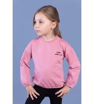 Toontoy Kız Çocuk Nakışlı Büzgü Detaylı Sweatshirt (Gül Kurusu)