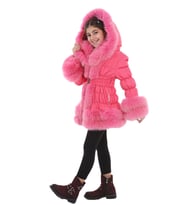 MODAQUEEN Çocuk Özel Tasarım Puf Mont 2378-C (Koyu Pembe)