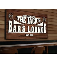 BK Gift Kişiye Özel Kabartma Tasarım Ahşap Bar Tabelası 61cm, Home Bar Tabela, Rustik Ev Dekorasyonu, Duvar Dekoru-1 (Model 3)