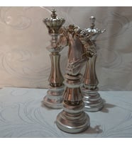 SATRANÇ BİBLOSU ŞAH - VEZİR - AT DEKORATİF EV VE OFİS HEDİYESİ (Gümüş)
