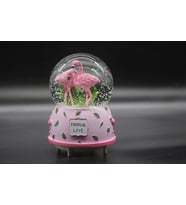 Flamingo Işıklı Müzikli  Kar Küresi (Pembe)
