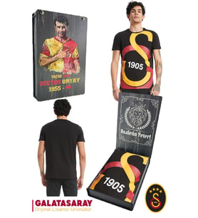 Galatasaray Orijinal Lisanslı Büyük Logolu T-Shirt Hediyelik Ahşap Kutulu (Siyah - Sarı) (Siyah-Sarı)