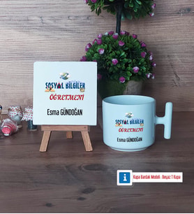 Sosyal Bilgiler Öğretmeni Dekoratif Taş, Kupa Bardak Kırmızı Hediye Öğretmenler Günü Hediyesi (Model 11)