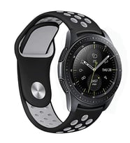 ​​Amazfit GTS Bip Lite S GTR 42mm Kordon Delikli Spor Kordon (Gümüş-Siyah)