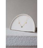 Kişiye Özel 925 Ayar Gümüş Çift Harf Nazar Boncuğu Kolye (Gold)