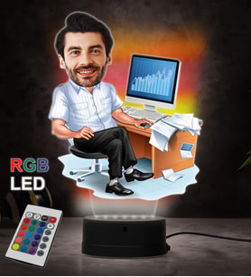 Doğum Günü Hediyesi,Sevgiliye Hediye, Kişiye Özel Fotoğraflı Yazılımcı 2 Karikatür 3D Led Lamba (RGB)