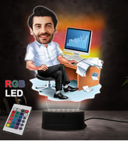 Doğum Günü Hediyesi,Sevgiliye Hediye, Kişiye Özel Fotoğraflı Yazılımcı 2 Karikatür 3D Led Lamba (RGB)