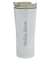 İSME ÖZEL TERMOS BARDAK MUG 500 ML ( SIZDIRMAZ KAPAK , ÇİFT KATMANLI PASLANMAZ ÇELİK ) (Beyaz)
