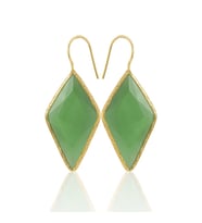 Kadir Jewellery 22 Ayar Altın Kaplama Vintage Küpe -El İşçiliği Ve Hipoalerjenik Küpe (Yeşil)