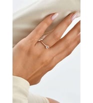 Zirkon Taşlı Rose Baget 925 Ayar Gümüş Yüzük (Rose)