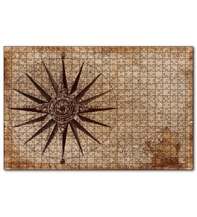 Cakapuzzle Eski Dünya Haritası Üzerinde Pusula  Puzzle Yapboz MDF (Ahşap) (255 Parça)