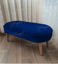 Ultra Lüks Oval Parrot Puf Ahşap Ayak (Lacivert)