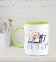 Kişiye Özel Artist Tasarımlı Siyah Kupa (Yeşil-Beyaz)