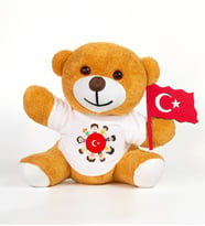 23 Nisan Kutlu Olsun Tişörtlü & Elinde Bayraklı Sevimli Ayıcık (Model 3)