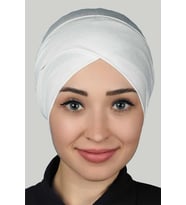 Çapraz Dış Tesettür Bonesi Penye (Ekru)