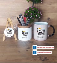 Evin Prensi Hediye Sepeti Kalemlik, Kupa Bardak Sihirli, Ahşap Anahtarlık Hediye (Model 1)