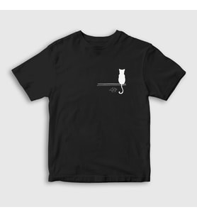 Presmono Unisex Çocuk Beyaz Cat On The Wall Kedi T-Shirt 287928tt (Siyah)