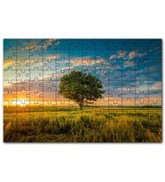 Cakapuzzle Çayırda Günbatımı Bulutlar ve Yalnız Ağaç Puzzle Yapboz MDF (Ahşap) (255 Parça)