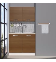 Decoraktiv Mini 100 MDF Hazır Mutfak Dolabı - Tezgah Dahil - Parlak Beyaz (Ceviz)