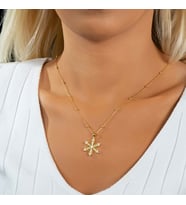 Opal Taşlı Toplu Kar Tanesi Gümüş Kolye (Gold)