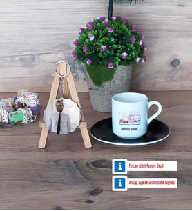 Fen ve Teknoloji Öğretmeni Türk Kahvesi Fincanı Ahşap Altlıklı ve Fotoğraflı Ahşap Anahtarlık Hediye (Model 7)