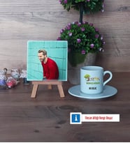 Orman Muhafaza Memuru Fotoğraflı Dekoratif Taş, Ahşap Altlıklı Türk Kahvesi Fincanı Hediye (Model 2)