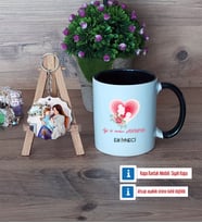 Anneler Günü Hediyesi Kupa Bardak Beyaz ve Fotoğraflı Ahşap Anahtarlık Hediye (Model 11)