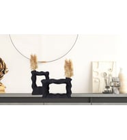 Livava Çerçeve Seramik Vazo İkili Set, Ekru, 21X15 (Siyah)