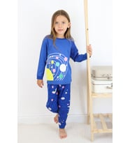 Kız Çocuk Interlok Kumaş Orta Kalınlıkta Pamuklu Pijama Takımı (Lacivert)