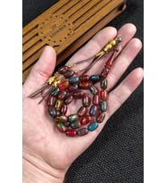 7*11 mm Kesme Turuncu Sıkma Kehribar Tesbih Kişiselleştirilebilir İsme Özel Hediye Tespih (Çok Renkli)