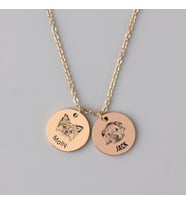 Resimli Daire Kedi Köpek Pet Kolye (Gold)