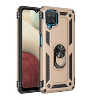 Samsung Galaxy M22 Kılıf Yüzüklü Standli Tank Kapak (Gold)