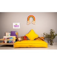 Fransız Tarzı El Yapımı Yer Minderi, Bebek Yatağı, French Mattress / Yeşil 60x120x14 cm (Sarı)