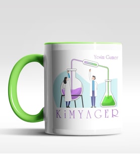 Kişiye Özel Kimyager Tasarımlı Siyah Kupa (Yeşil-Beyaz)