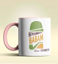 Kişiye Özel Benim Babam Tasarımlı Siyah Kupa Bardak (Pembe)