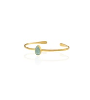Kadir Jewellery Zirkon Taşlı Ayarlanabilir 22 Ayar Altın Kaplama Bilezik (Açık Mavi)