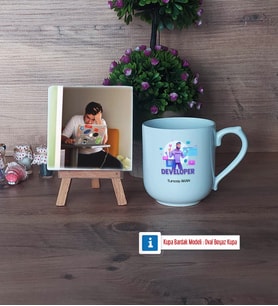 Developer Fotoğraflı Dekoratif Taş, Kupa Bardak Beyaz Hediye (Model 5)