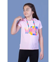 Toontoy Kız Çocuk YouTube Baskılı Tişört (Pembe)