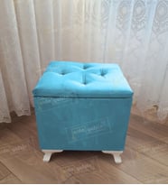 Lüks Sandıklı Tabure Puf 45 x 45 cm (Turkuaz)