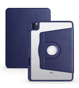 iPad Air 11 2024 Kılıf Termik Kalem Bölmeli Dönebilen Standlı Tablet Kılıfı (Lacivert)