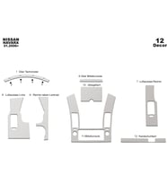 Meriç® Nissan Navara Ön Torpido Kaplama Maun 12 Parça 2006-2010 (Alüminyum)
