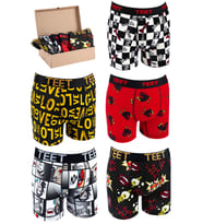 TEET Erkek Boxer Pamuklu Desenli DeLuxe 5'li Set (Siyah-Mor)